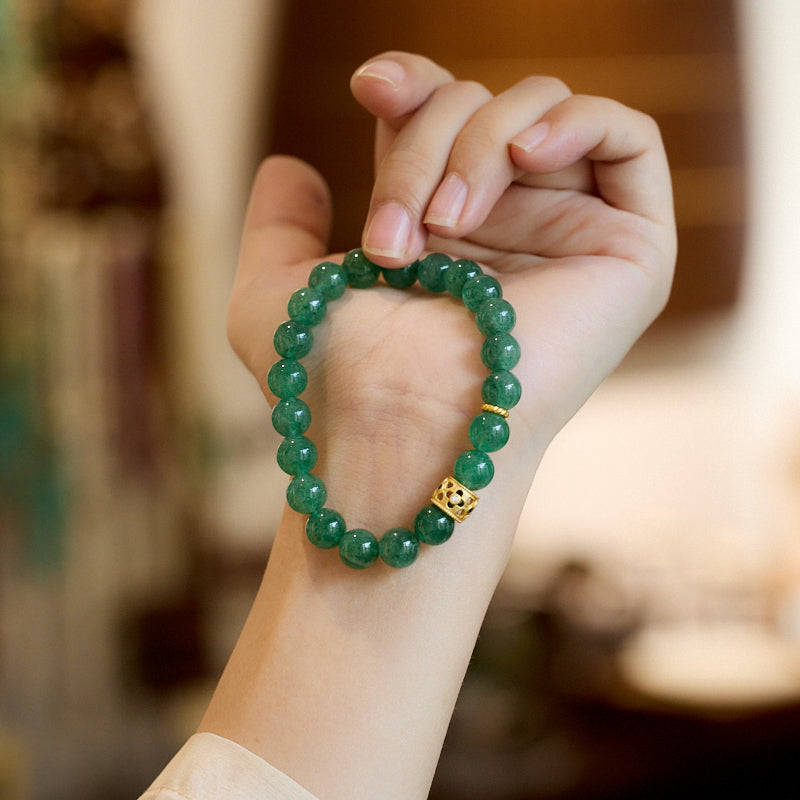 Green Strawberry Quartz Bracelet - Wealth and Abundance Design