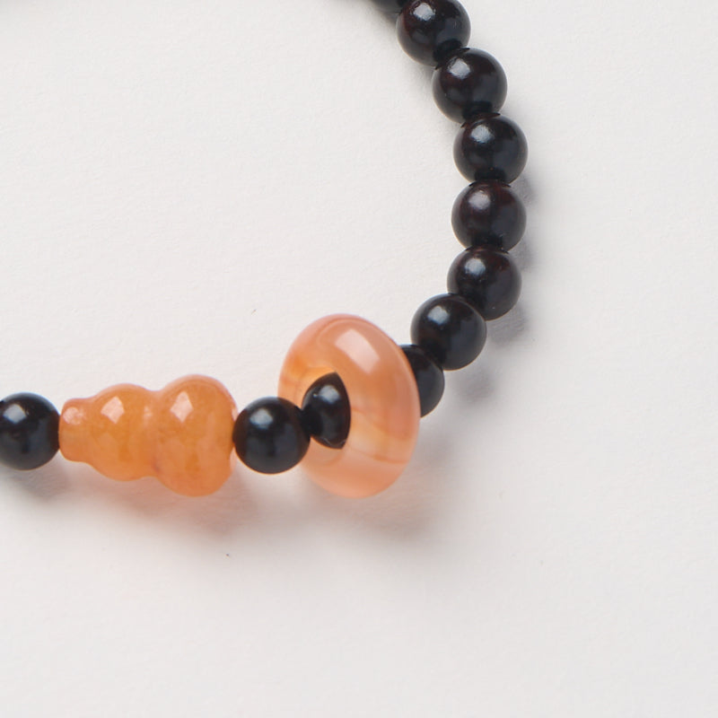 Sandalwood Bracelet with Gourd and Ring Charm