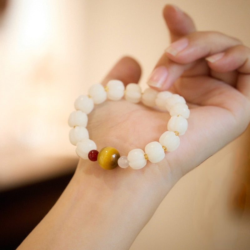 Jade Bodhi with Golden Tiger's Eye Bracelet