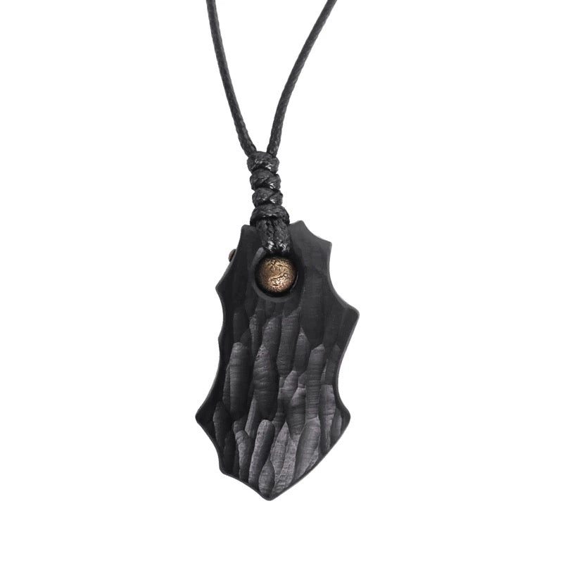 Black Ebony Wood Grain Bead Pendant