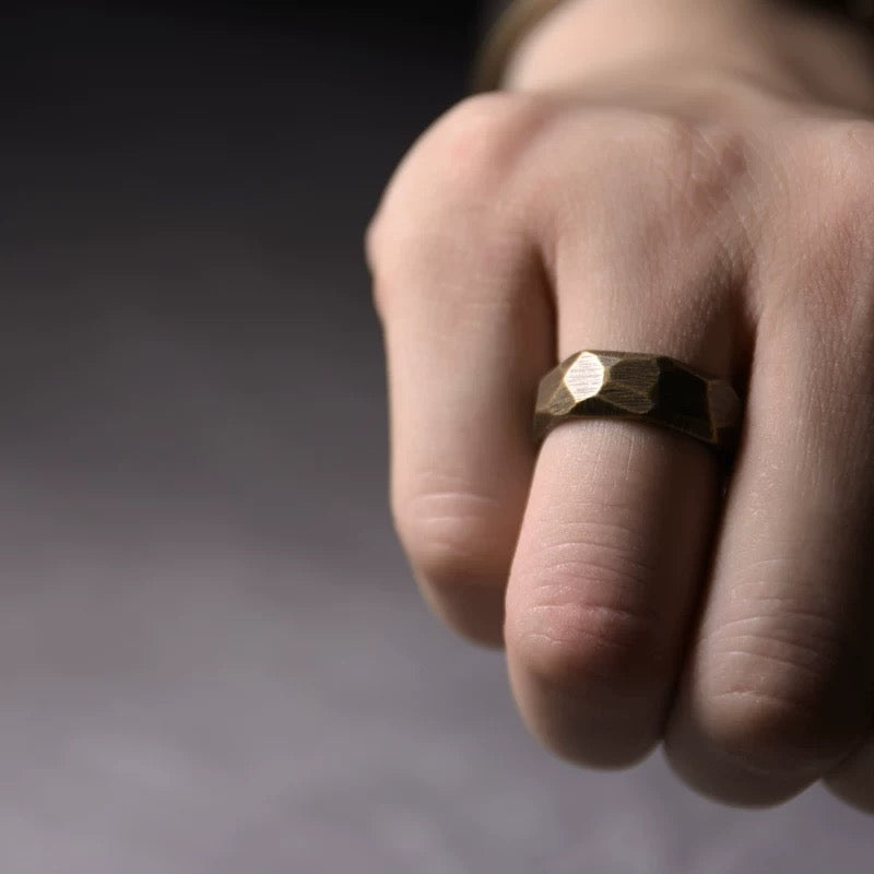 Vintage Polygon Brass Ring