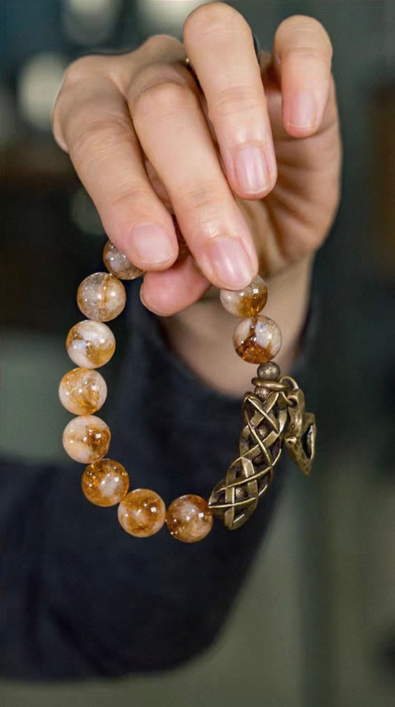 Artisan Citrine & Vintage Brass Energy Bracelet