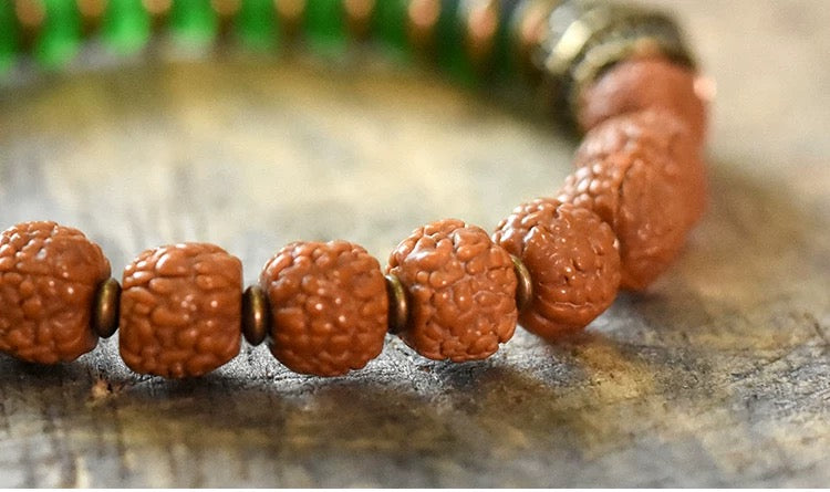 Ancient Spirit Glass & Rudraksha Bracelet