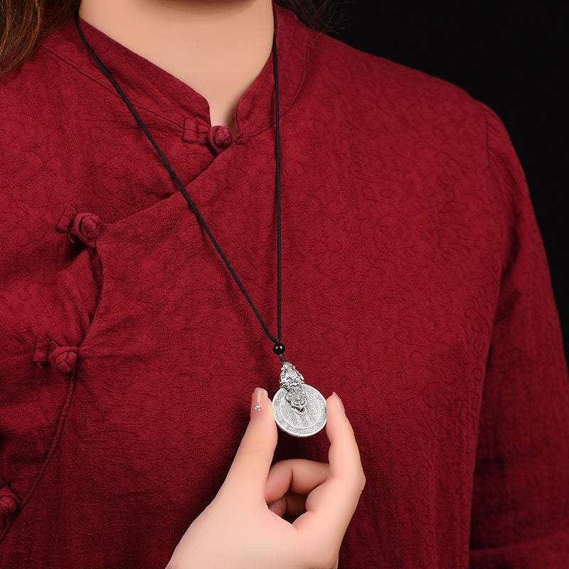 Sterling Silver 999 Pixiu Amulet Pendant