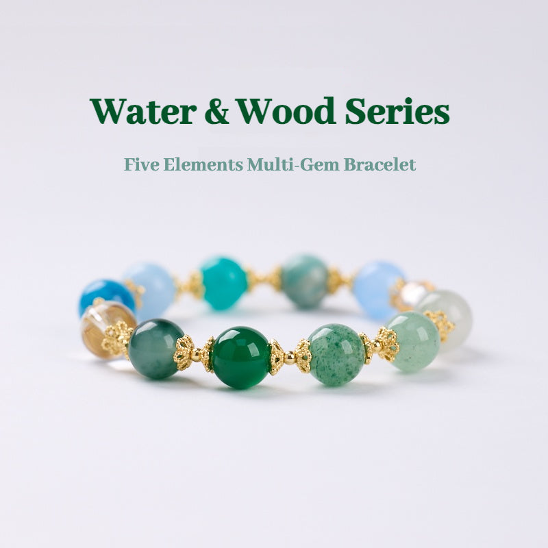 Five Elements Multi-Gem Bracelet – Water & Wood Series