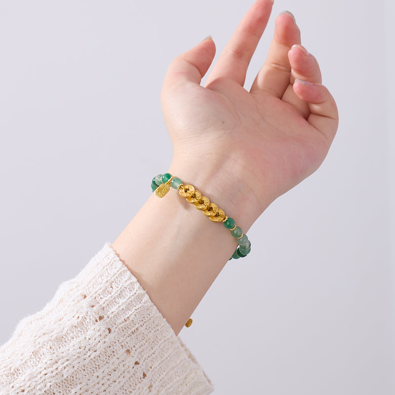 African Jade Five Emperors Coin Bracelet