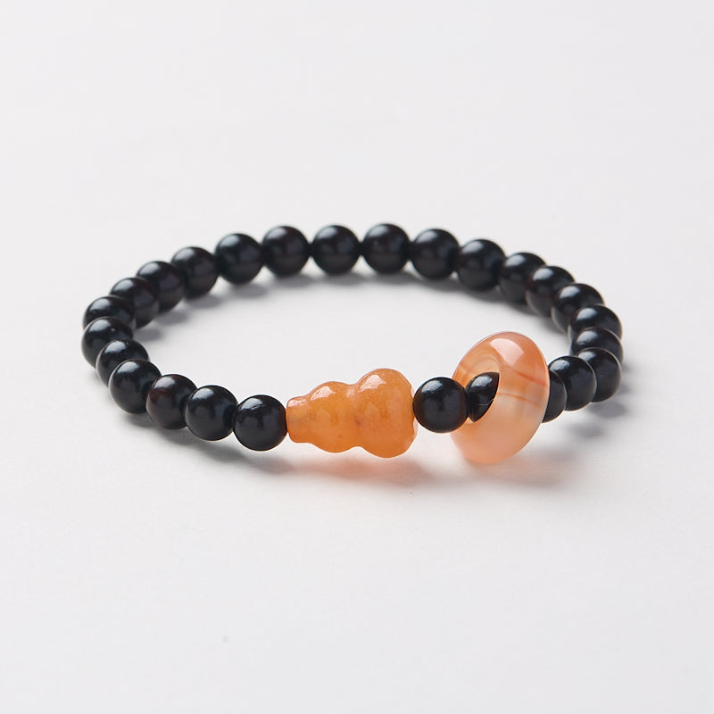 Sandalwood Bracelet with Gourd and Ring Charm