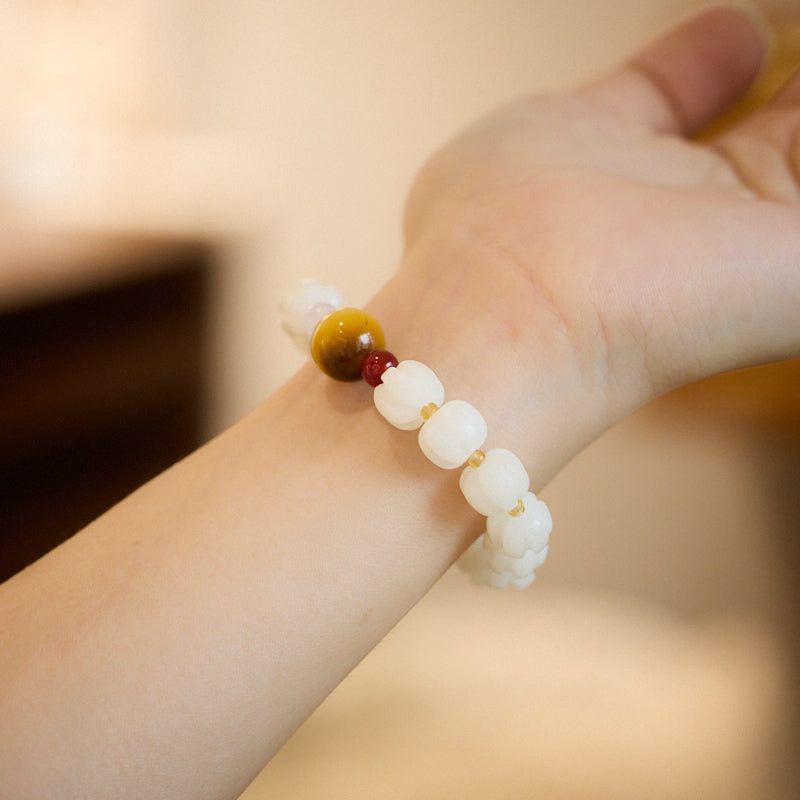 Jade Bodhi with Golden Tiger's Eye Bracelet
