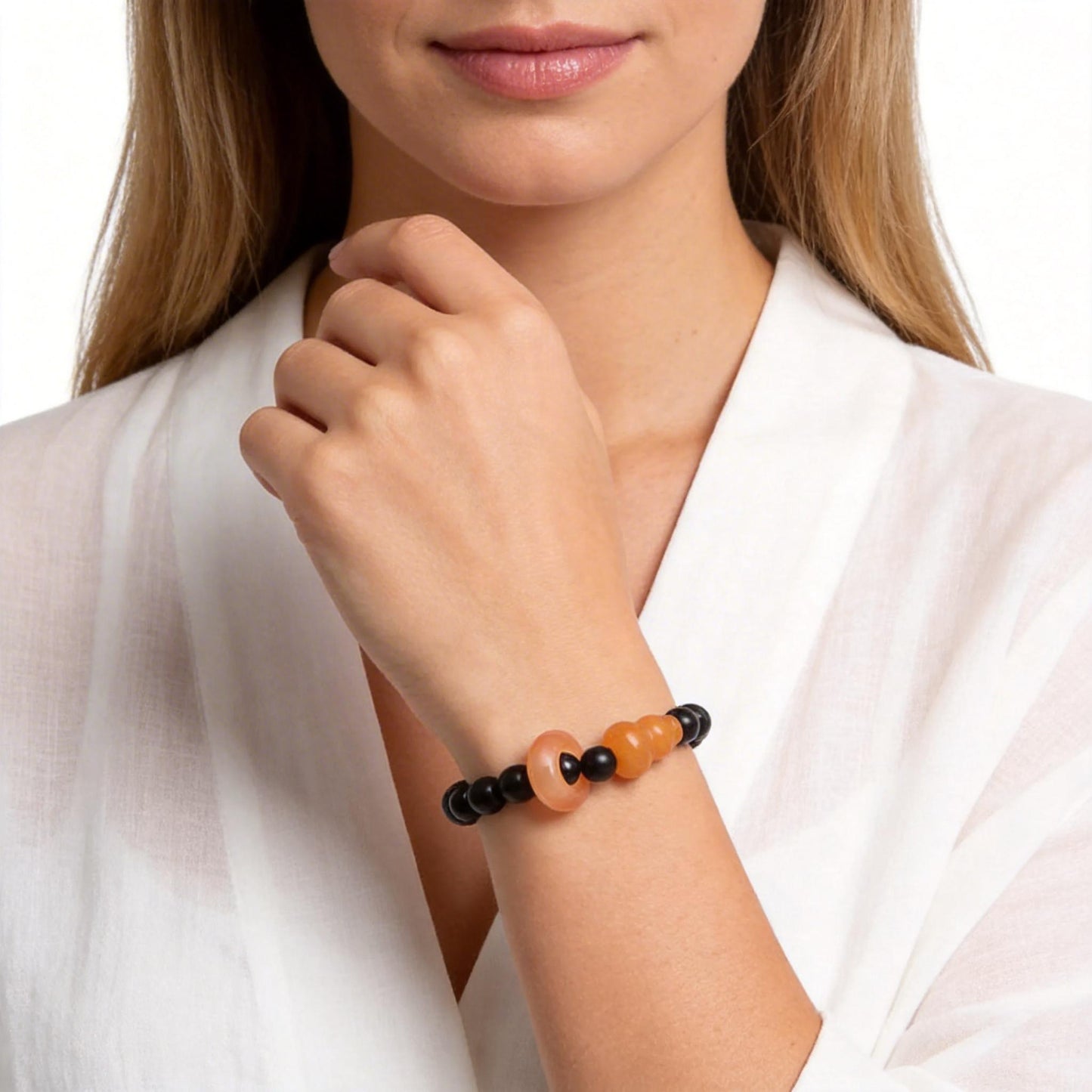 Sandalwood Bracelet with Gourd and Ring Charm