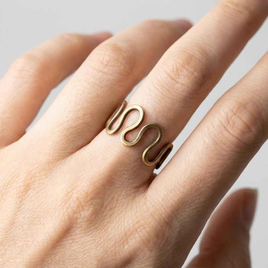 Vintage Tao Wave Brass Ring