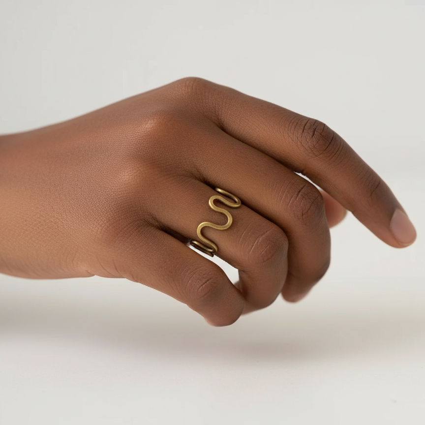 Vintage Tao Wave Brass Ring