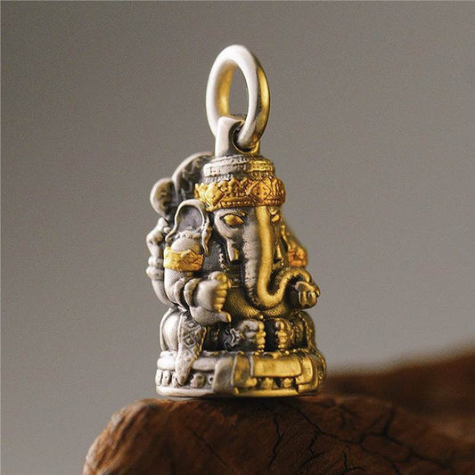 Tibetan Wealth-Guarding Elephant Deity Pendant