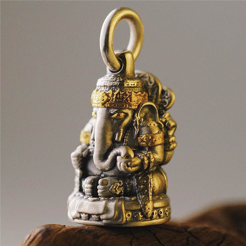Tibetan Wealth-Guarding Elephant Deity Pendant