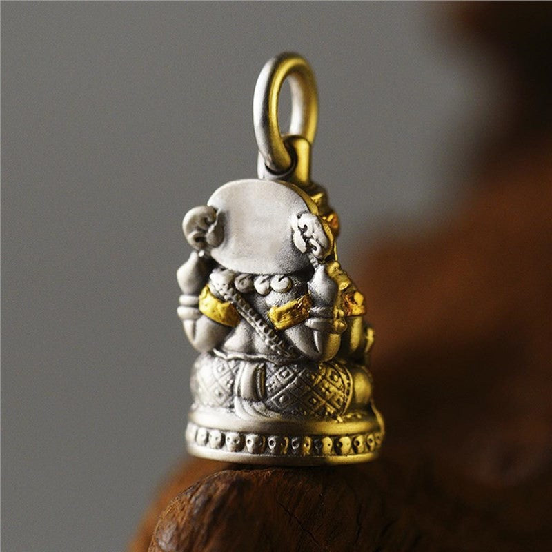 Tibetan Wealth-Guarding Elephant Deity Pendant