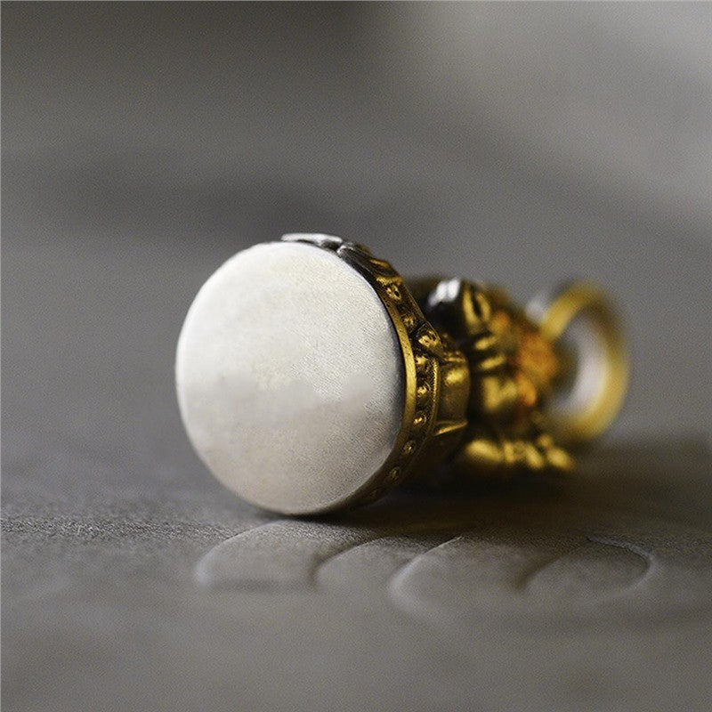 Tibetan Wealth-Guarding Elephant Deity Pendant