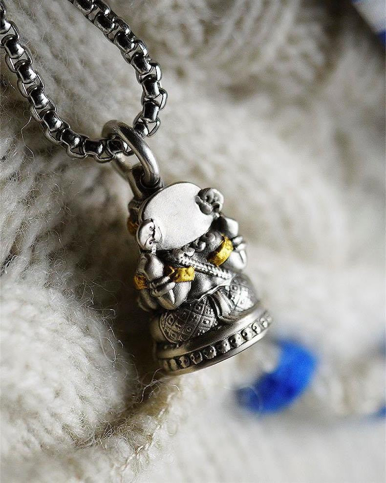 Tibetan Wealth-Guarding Elephant Deity Pendant