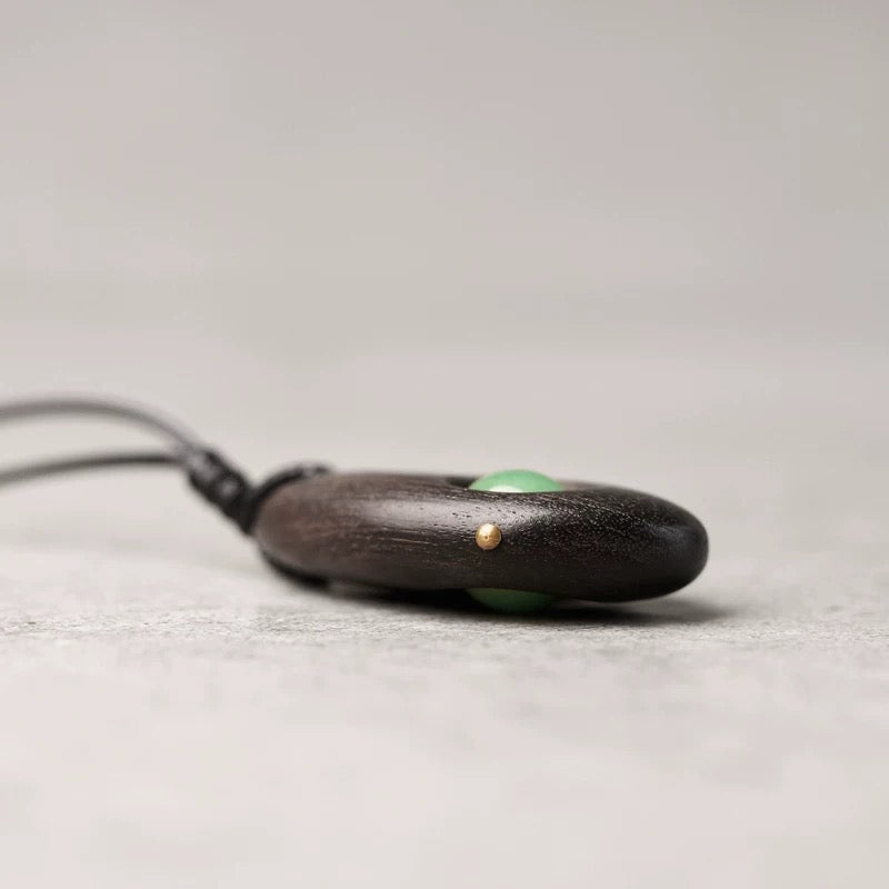 Black Ebony Pendant with Green Aventurine