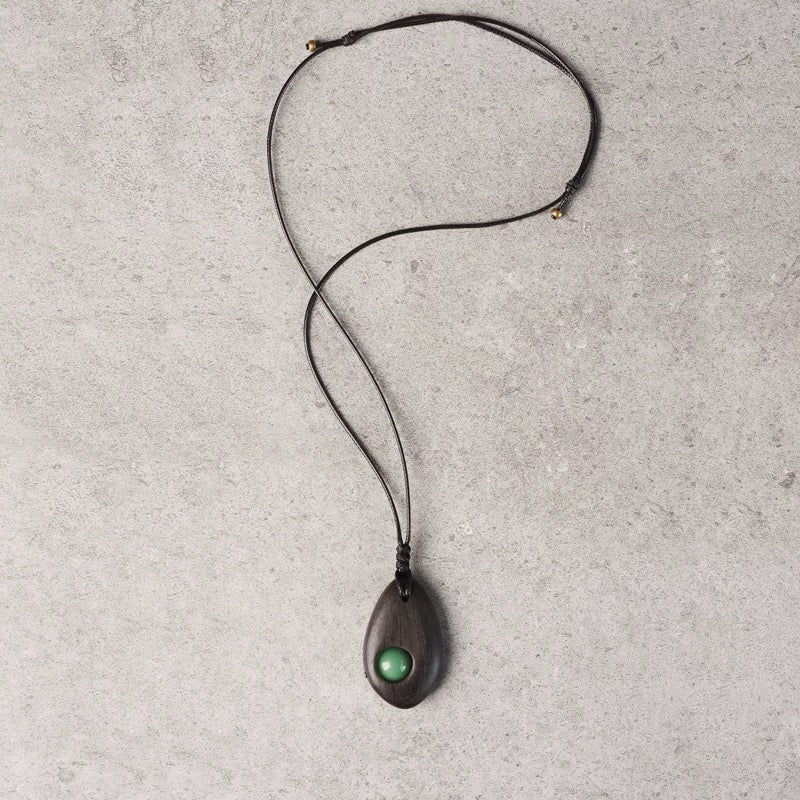 Black Ebony Pendant with Green Aventurine