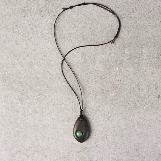 Black Ebony Pendant with Green Aventurine