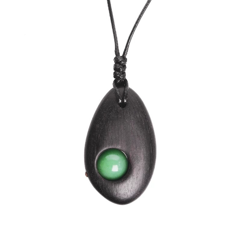 Black Ebony Pendant with Green Aventurine