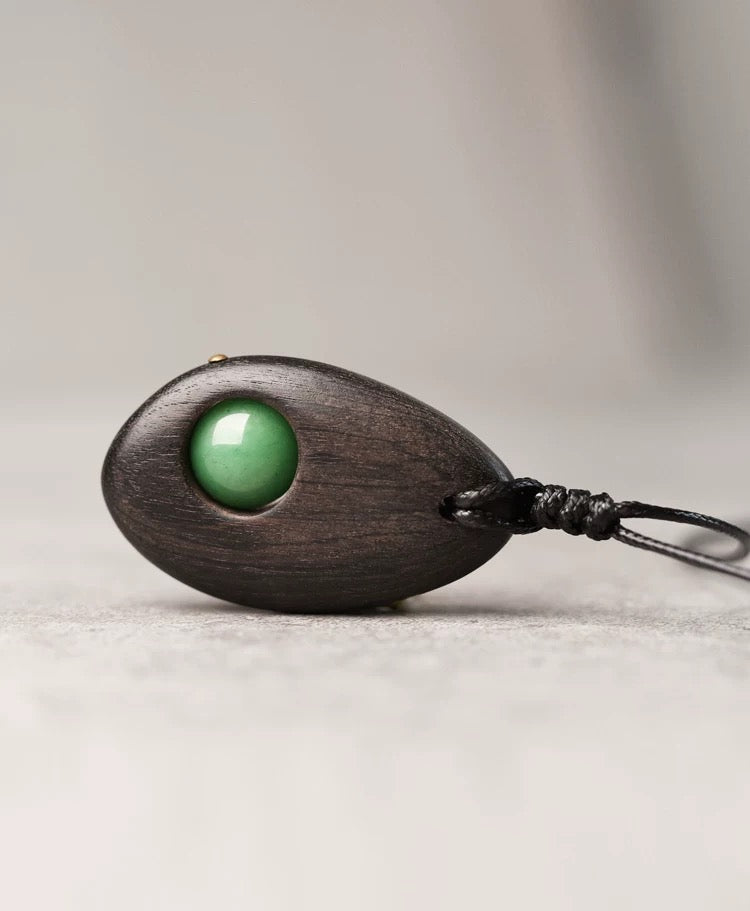 Black Ebony Pendant with Green Aventurine