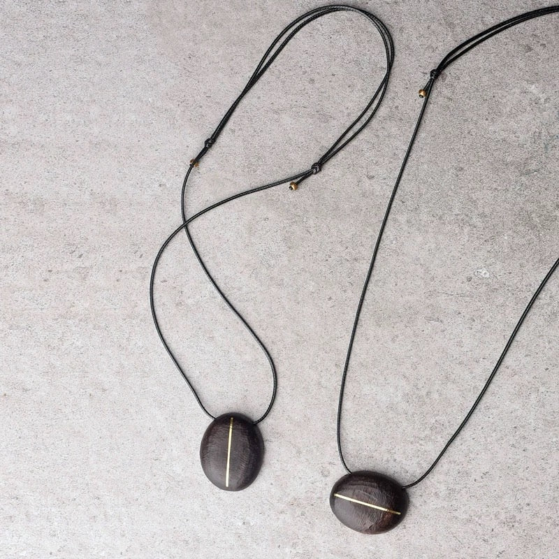 Black Ebony Oval Pendant