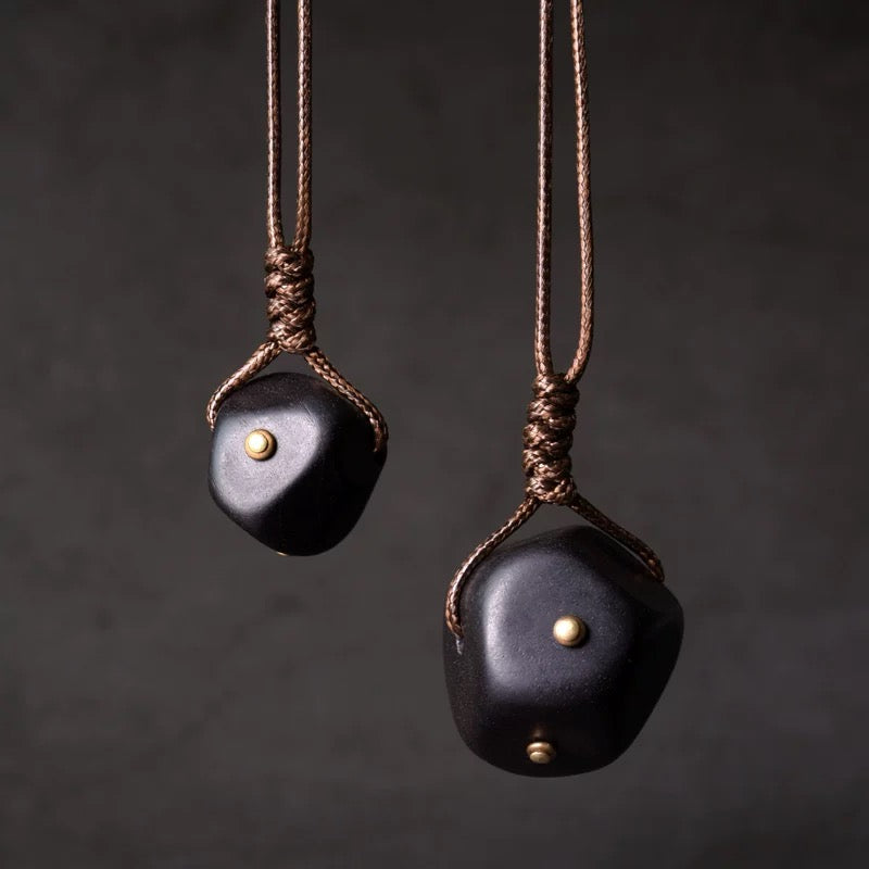 Black Ebony Irregular Geometric Pendant