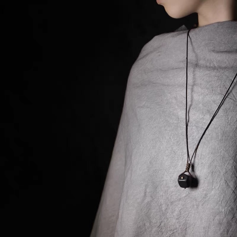 Black Ebony Irregular Geometric Pendant