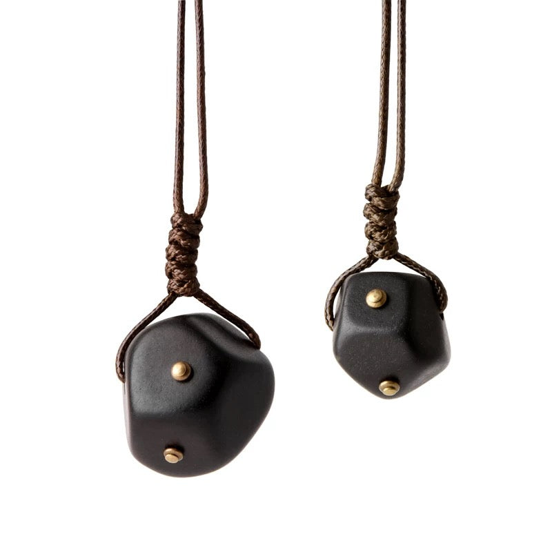Black Ebony Irregular Geometric Pendant