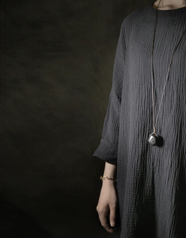 Black Ebony Irregular Geometric Pendant