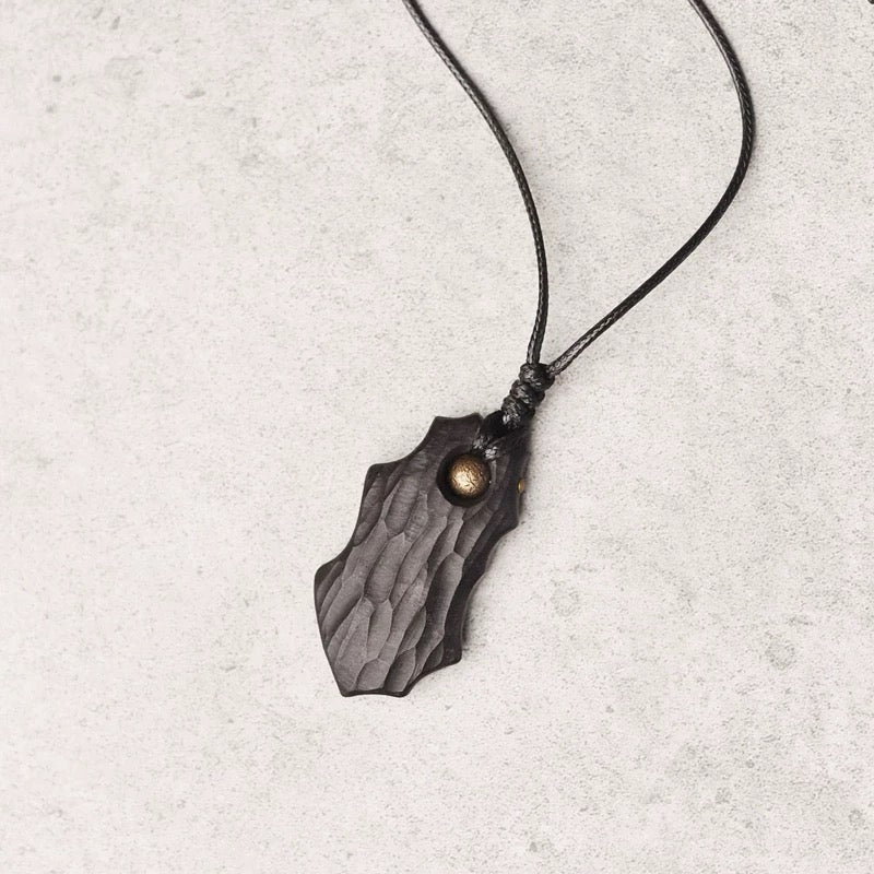 Black Ebony Wood Grain Bead Pendant