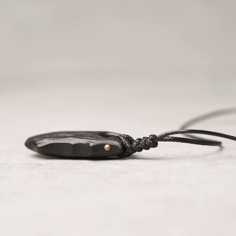 Black Ebony Wood Grain Bead Pendant