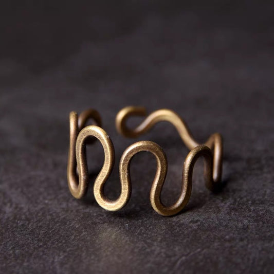 Vintage Tao Wave Brass Ring