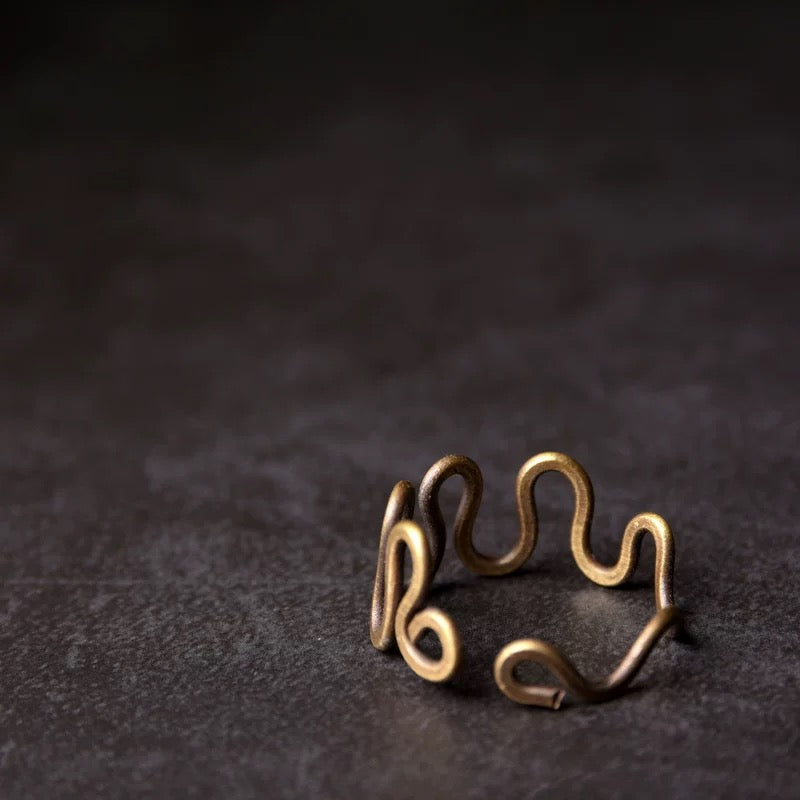 Vintage Tao Wave Brass Ring
