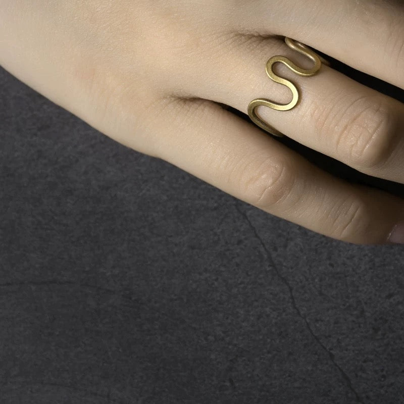 Vintage Tao Wave Brass Ring