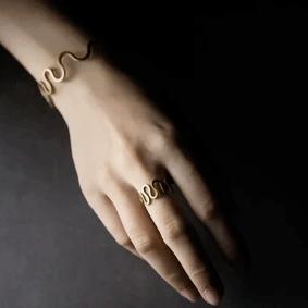 Vintage Tao Wave Brass Ring