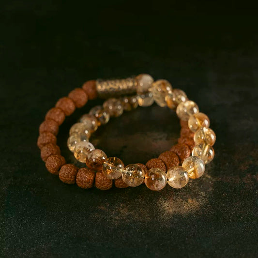 The Fortune Anchor – Citrine & Rudraksha Wrap Bracelet