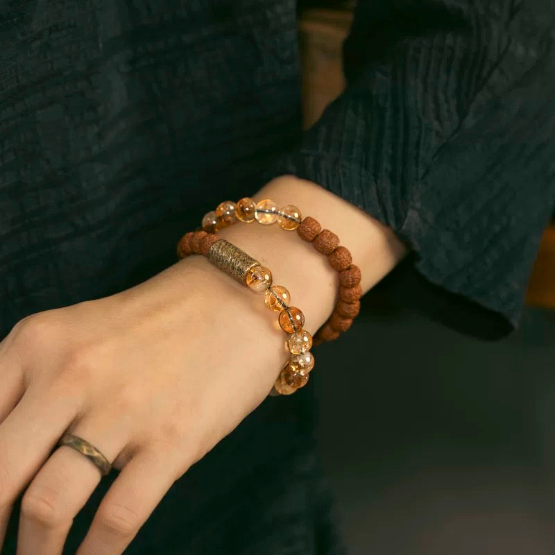The Fortune Anchor – Citrine & Rudraksha Wrap Bracelet