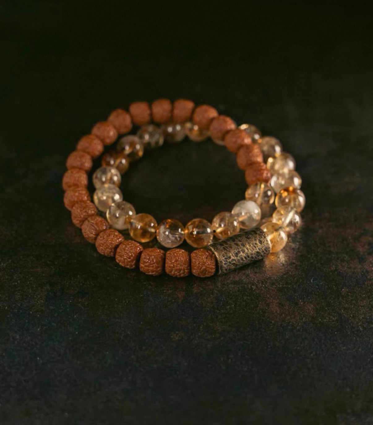The Fortune Anchor – Citrine & Rudraksha Wrap Bracelet