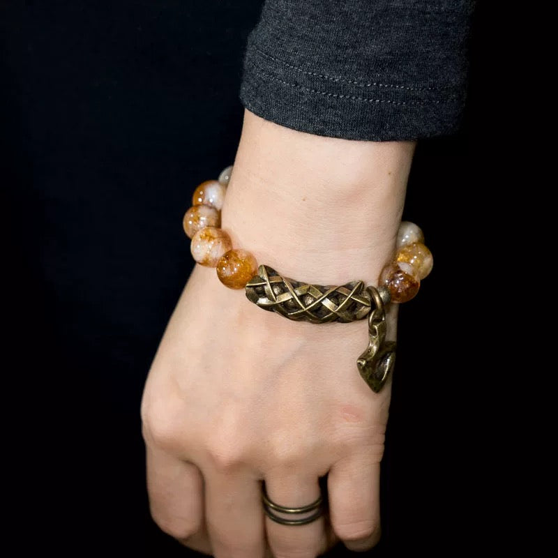 Artisan Citrine & Vintage Brass Energy Bracelet