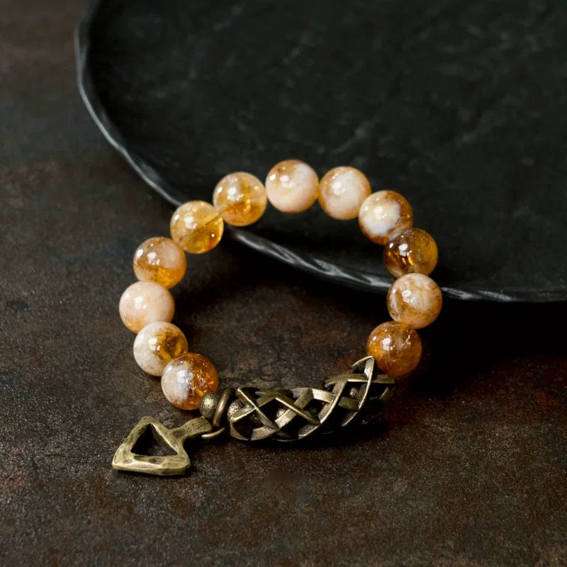 Artisan Citrine & Vintage Brass Energy Bracelet