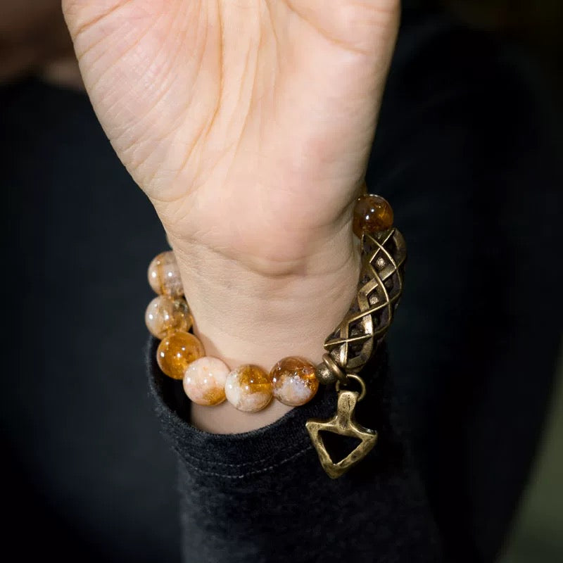 Artisan Citrine & Vintage Brass Energy Bracelet