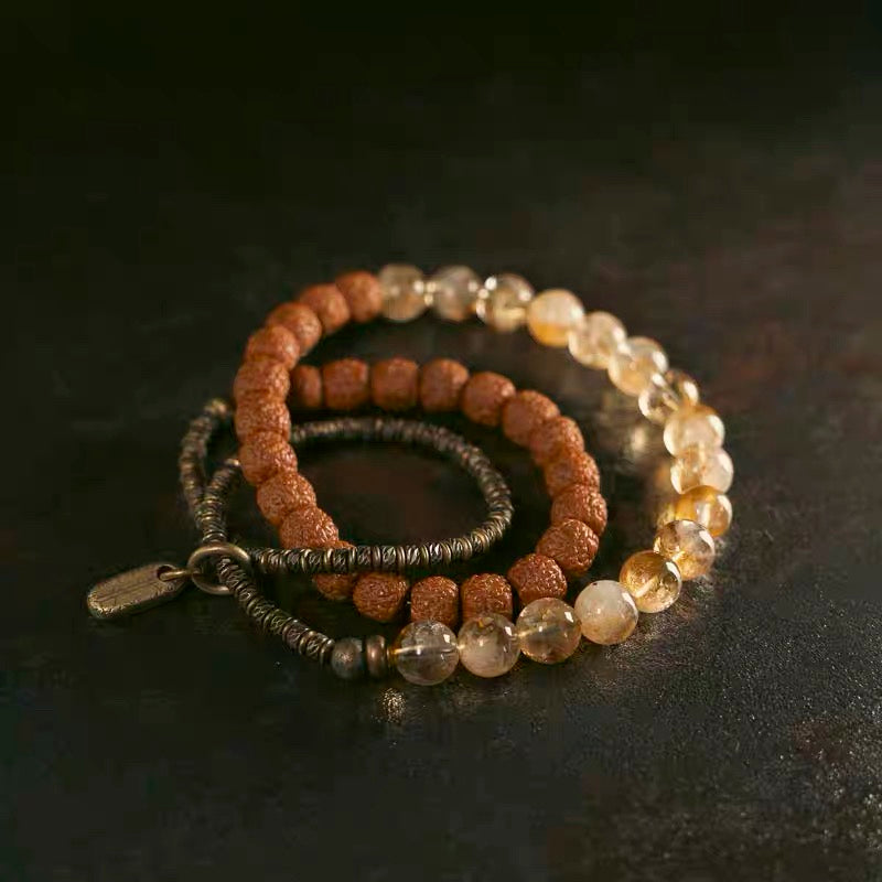 The Fortune Loop – Citrine & Rudraksha Wrap Bracelet