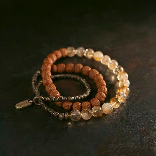 The Fortune Loop – Citrine & Rudraksha Wrap Bracelet