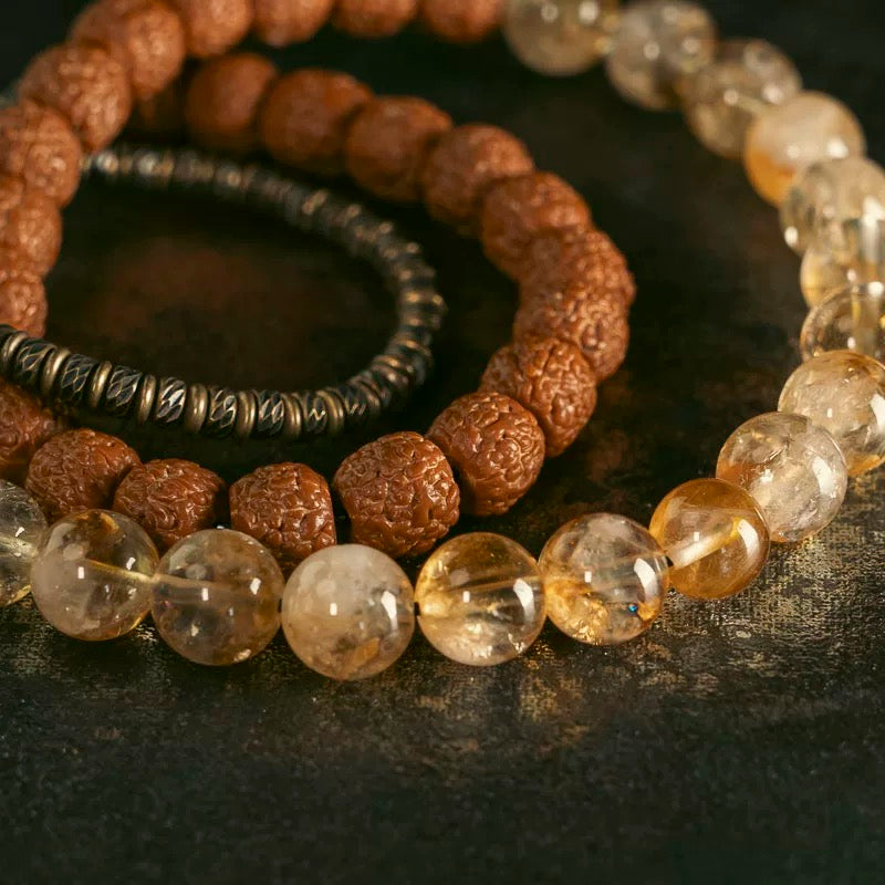 The Fortune Loop – Citrine & Rudraksha Wrap Bracelet