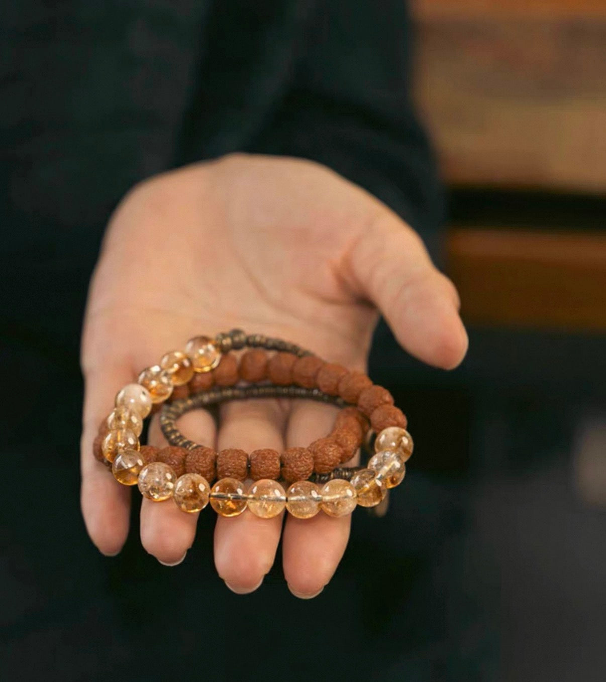 The Fortune Loop – Citrine & Rudraksha Wrap Bracelet