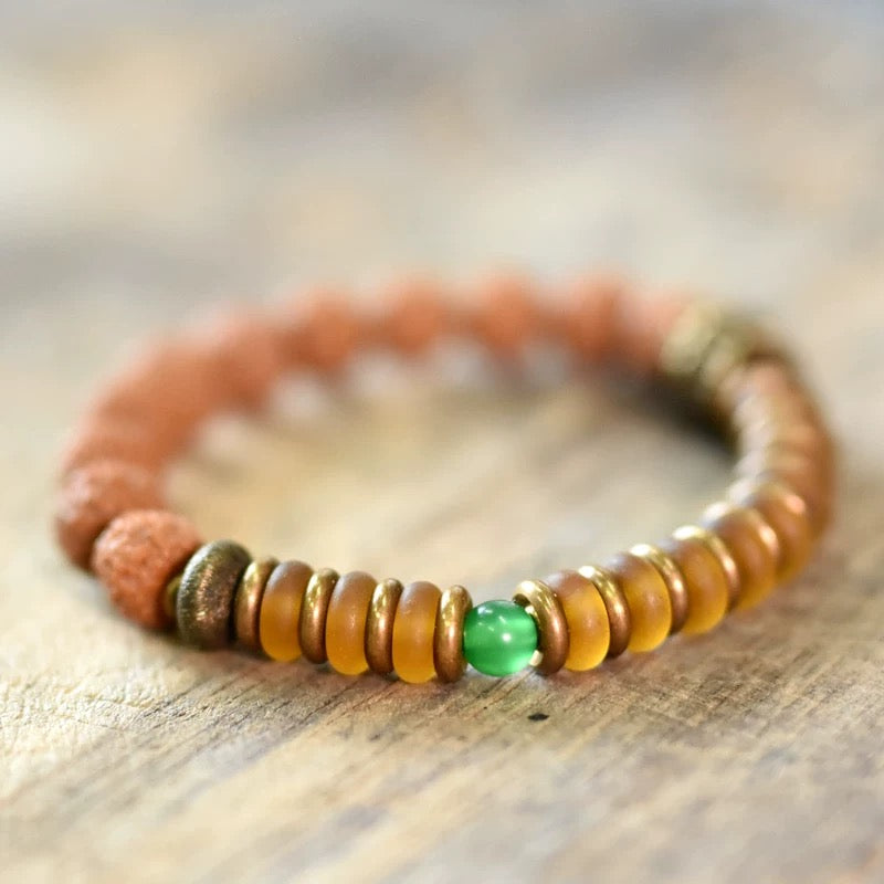 Ancient Spirit Glass & Rudraksha Bracelet