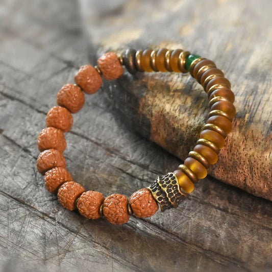 Ancient Spirit Glass & Rudraksha Bracelet