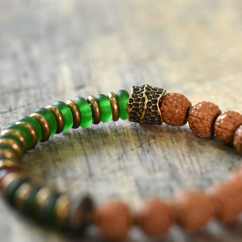 Ancient Spirit Glass & Rudraksha Bracelet