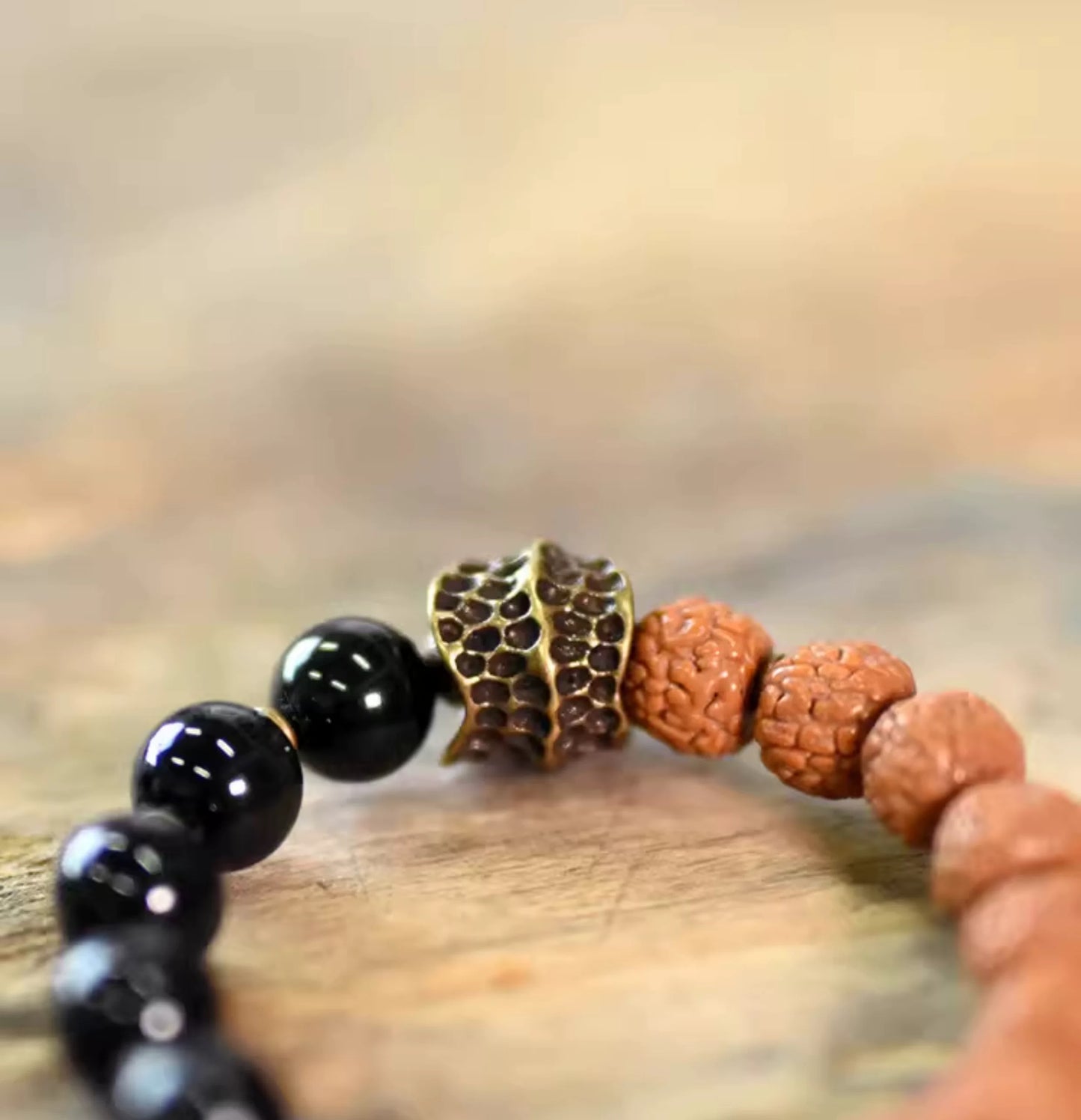 Natural Black Obsidian & Rudraksha Energy Bracelet